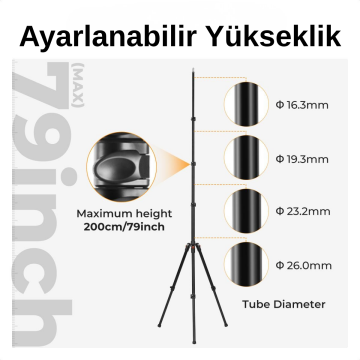 K&F Concept 200cm Alüminyum Katlanabilir Işık Tripod