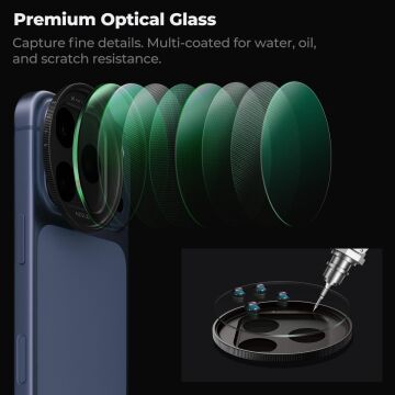 K&F Concept iPhone 17 Pro ve Pro Max için ND2-32 Filtre Black