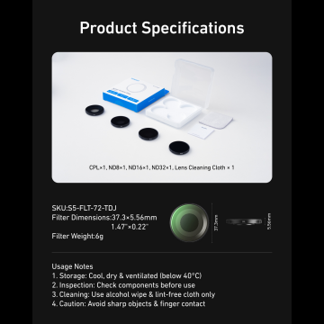Telesin Osmo Action 6 için Dişli Montaj Filtre Seti