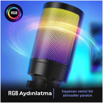 Fifine A6V USB Gaming Podcast Mikrofon Seti Siyah Renk