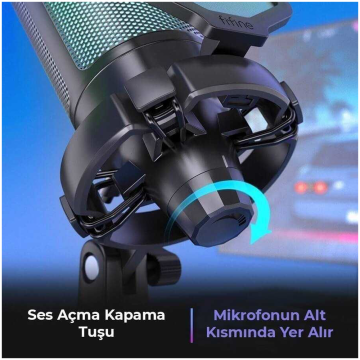 Fifine A6V USB Gaming Podcast Mikrofon Seti Siyah Renk