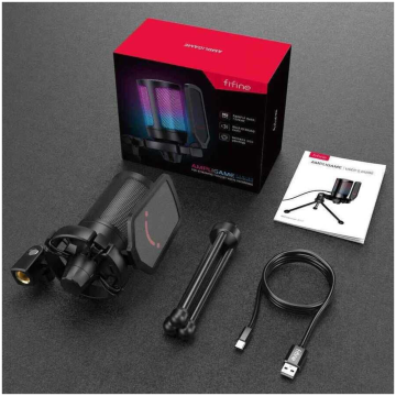 Fifine A6V USB Gaming Podcast Mikrofon Seti Siyah Renk