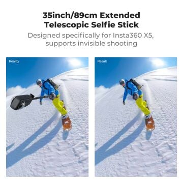 K&F Concept Insta360 X5 Selfie Çubuğu (Katlanabilir, 89 cm)