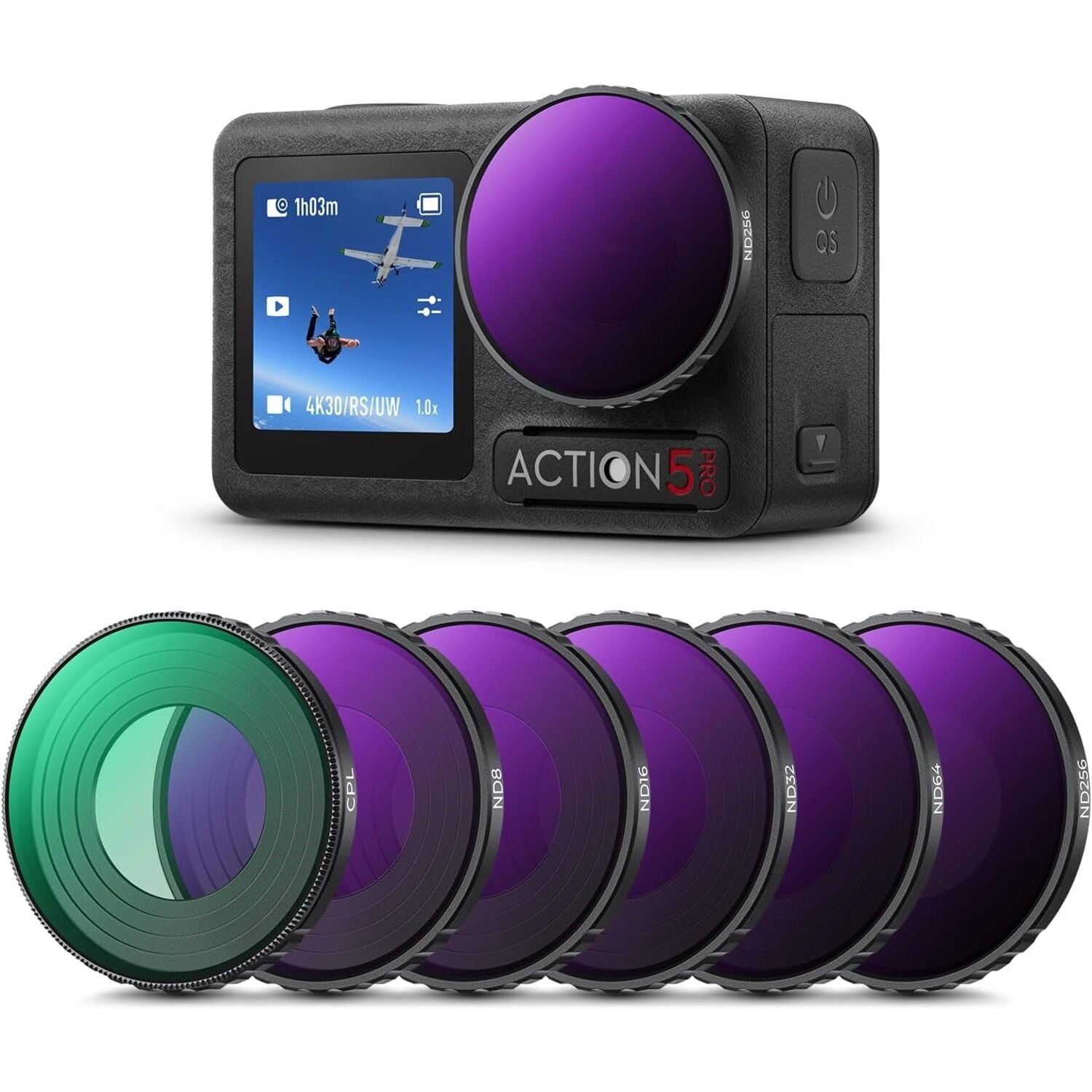 K&F Concept Osmo Action 5 Pro 6'lı Filtre Seti (CPL + ND8-ND256)