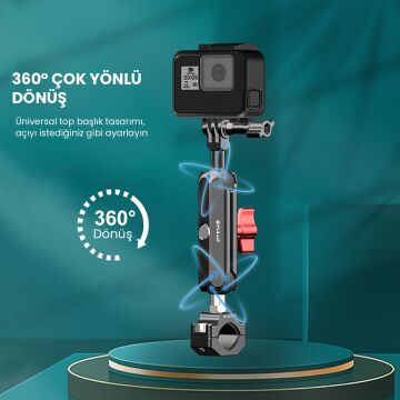 PULUZ Alüminyum Dikiz Aynası Magic Arm Kamera Tutucu Büyük Kıskaç