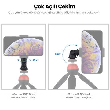 PULUZ 1/4 İnç Yuvalı Cold Shoe Flaş Kızağı Tripod Adaptörü