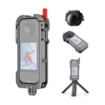 PULUZ Insta360 X4 Air Metal Kafes ve Lens Koruyucu Kapak