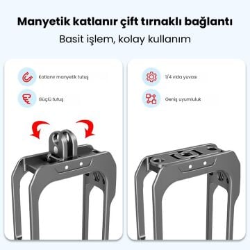 PULUZ Insta360 X4 Air Metal Kafes ve Lens Koruyucu Kapak