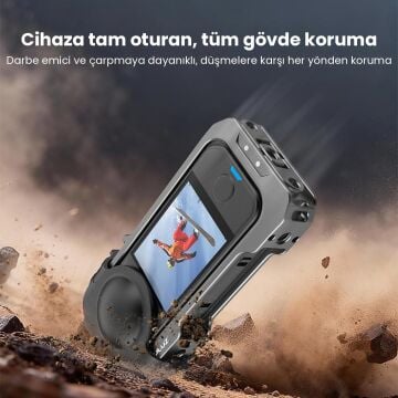 PULUZ Insta360 X4 Air Metal Kafes ve Lens Koruyucu Kapak