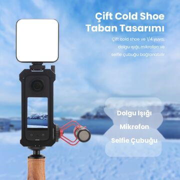 PULUZ Insta360 X3 Metal Kafes Cold Shoe Yuvalı