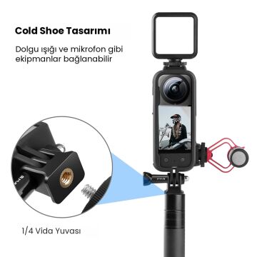 PULUZ Insta360 X3 Koruma Çerçevesi Cold Shoe Yuvalı