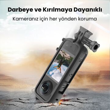 PULUZ Insta360 X3 Koruma Çerçevesi Cold Shoe Yuvalı