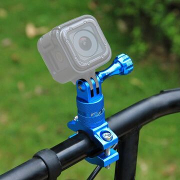 PULUZ 360° Alüminyum Bisiklet Gidon Bağlantı Aparatı (Mavi)