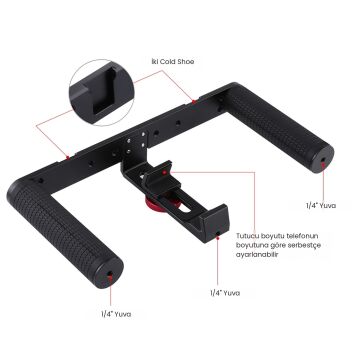 PULUZ Alüminyum Telefon Video Rig Vlog Sabitleyici