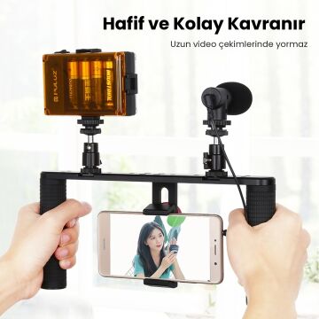 PULUZ Alüminyum Telefon Video Rig Vlog Sabitleyici