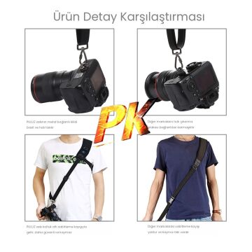 PULUZ DSLR Kamera Omuz Askısı Metal Kancalı Kaymaz