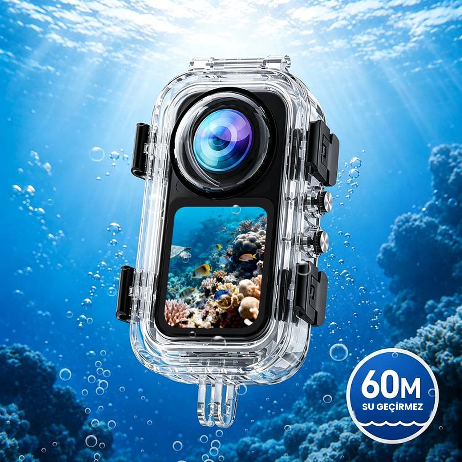 PULUZ Insta360 X6 60m Su Altı Dalış Kabı (Dive Case)