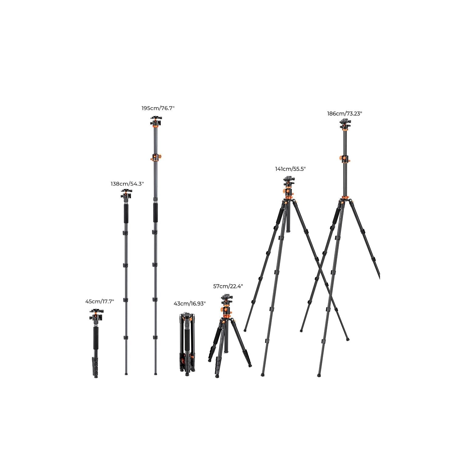 Deve boynu tripod yükseklik ayarları ve monopod modu