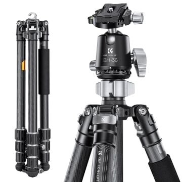 K&F Concept 172cm X Serisi Karbon Fiber Kamera Tripodu (36mm Metal Ball Head, Arca-Swiss, 16kg Taşıma) (X284C4+BH-36)