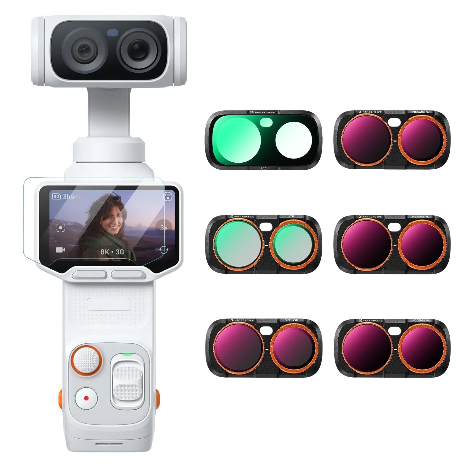 K&F Concept Insta360 Luna Ultra Uyumlu 6'lı Filtre Seti (UV + CPL + ND16/PL + ND32/PL + ND64/PL + ND256/PL)