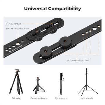 K&F Concept MS-77 Çoklu Cihaz Bağlantı Çubuğu 27cm (Aksesuar Genişletme Barı / Crossbar)