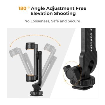 K&F Concept Çift Cold Shoe Girişli 360° Dönebilen Telefon Tutucu Stand / Tripod Başlığı