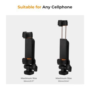 K&F Concept Çift Cold Shoe Girişli 360° Dönebilen Telefon Tutucu Stand / Tripod Başlığı