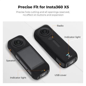 K&F Concept Insta360 X5 Uyumlu Silikon Koruma Kılıfı ve Lens Kapağı (Darbe Emici, Çizilmeye Dayanıklı)