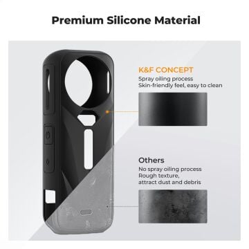 K&F Concept Insta360 X5 Uyumlu Silikon Koruma Kılıfı ve Lens Kapağı (Darbe Emici, Çizilmeye Dayanıklı)